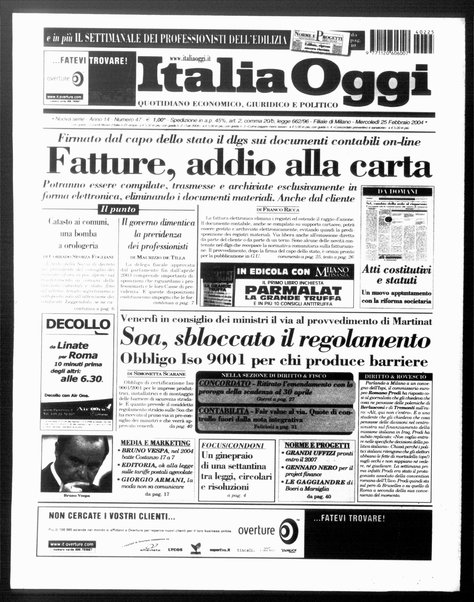 Italia oggi : quotidiano di economia finanza e politica